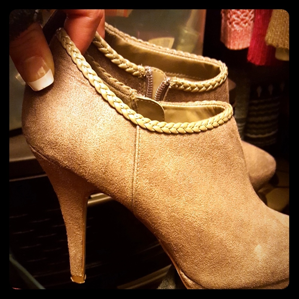 Brown suede ankle boots